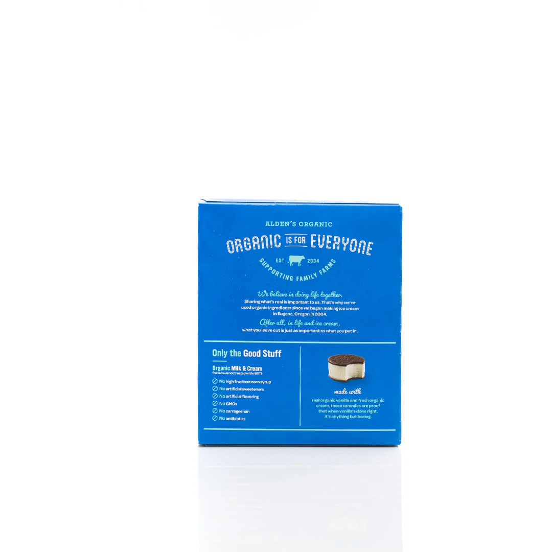 Alden's Organic Round Sammies Vanilla Bean Ice Cream Sandwich 4 - 104ml