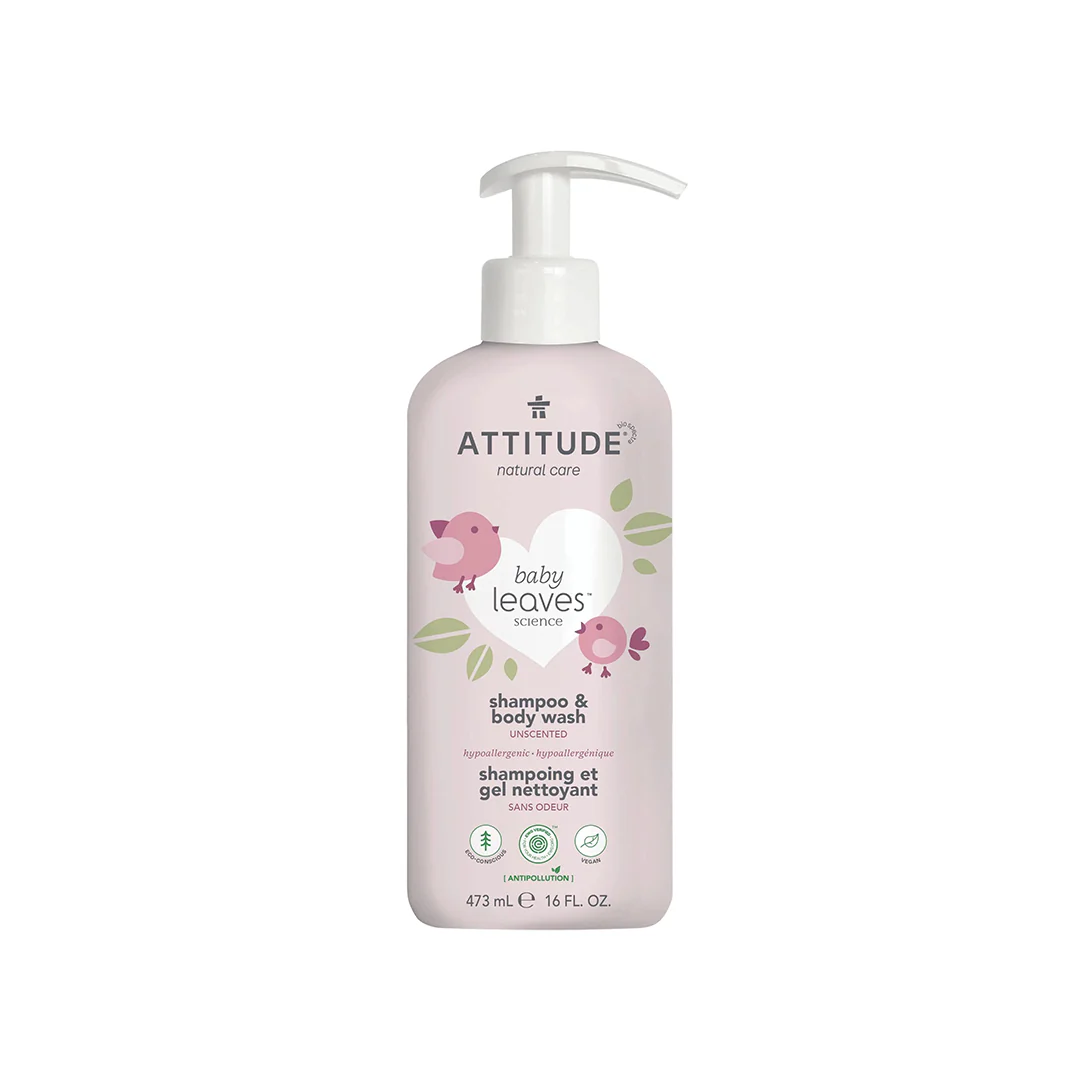 Attitude Baby Leaves 2 in 1 Shampoo and Body Wash Unscented 473ml - Image 2