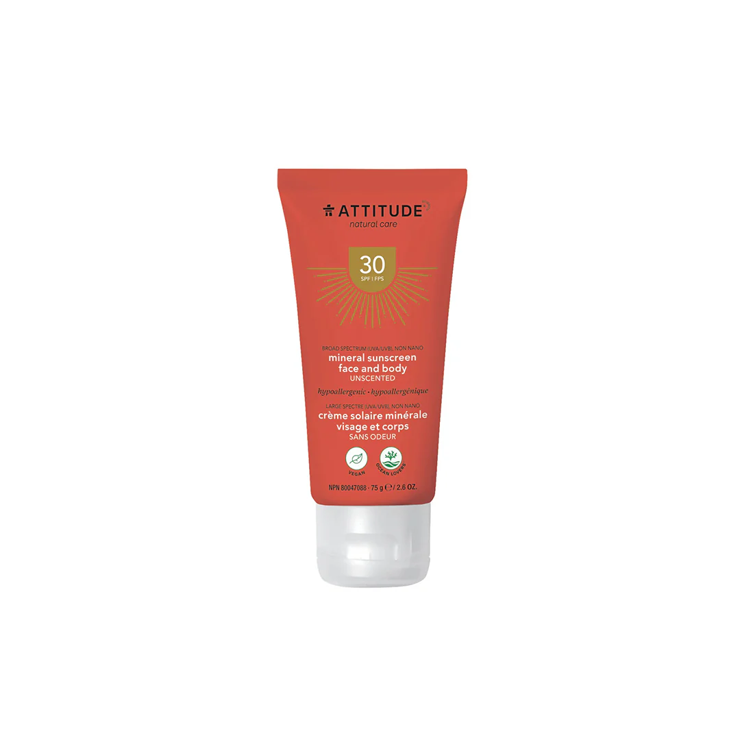 Attitude Mineral Sunscreen Face and Body Unscented SPF 30 75g - Image 2