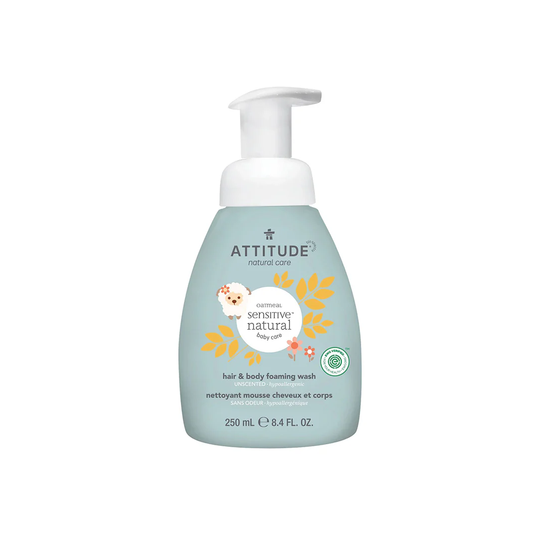 Attitude Sensitive Natural Baby Care Hair and Body Foaming Wash Unscented 250ml - Image 2