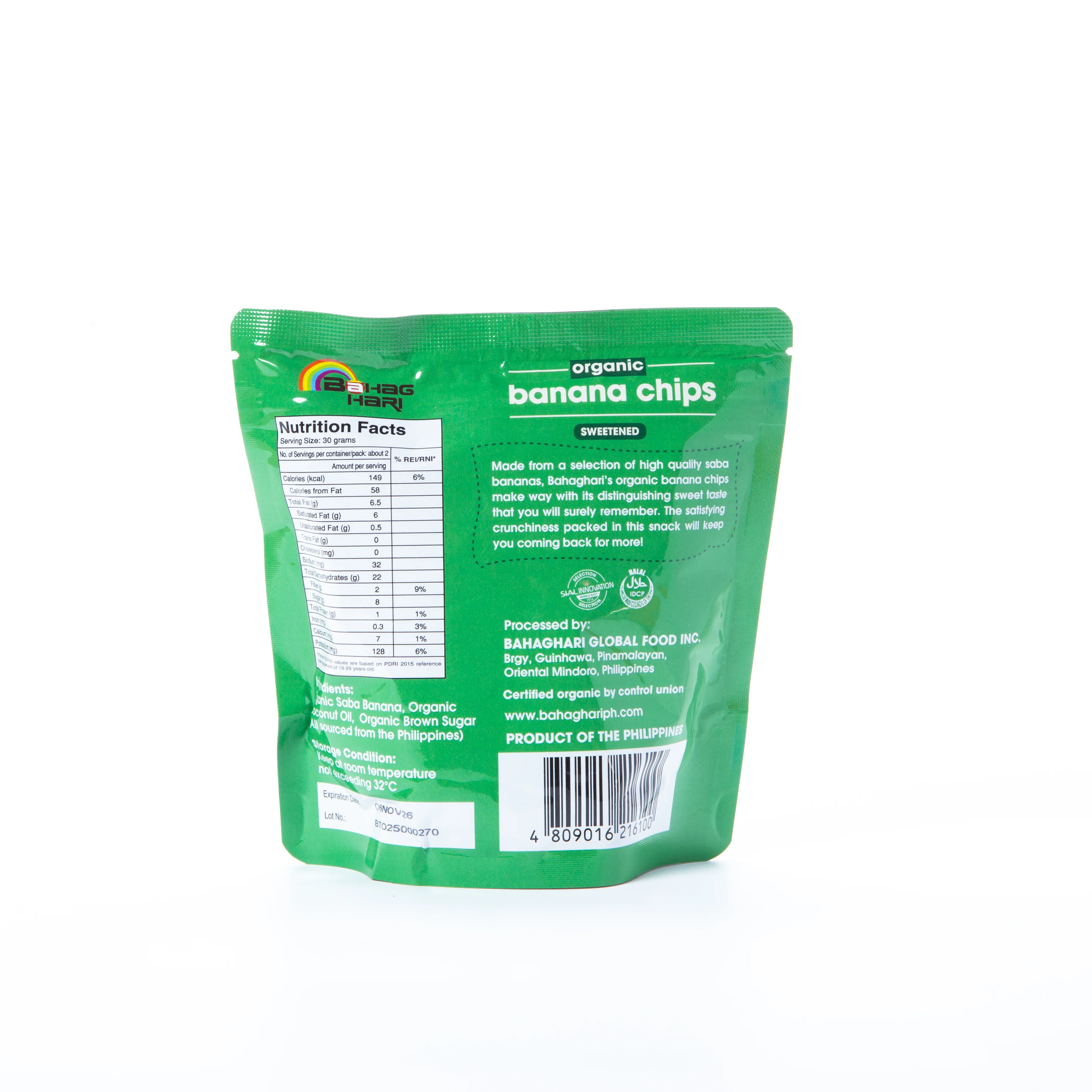Bahaghari Organic Sweetened Banana Chips 60g - Image 2