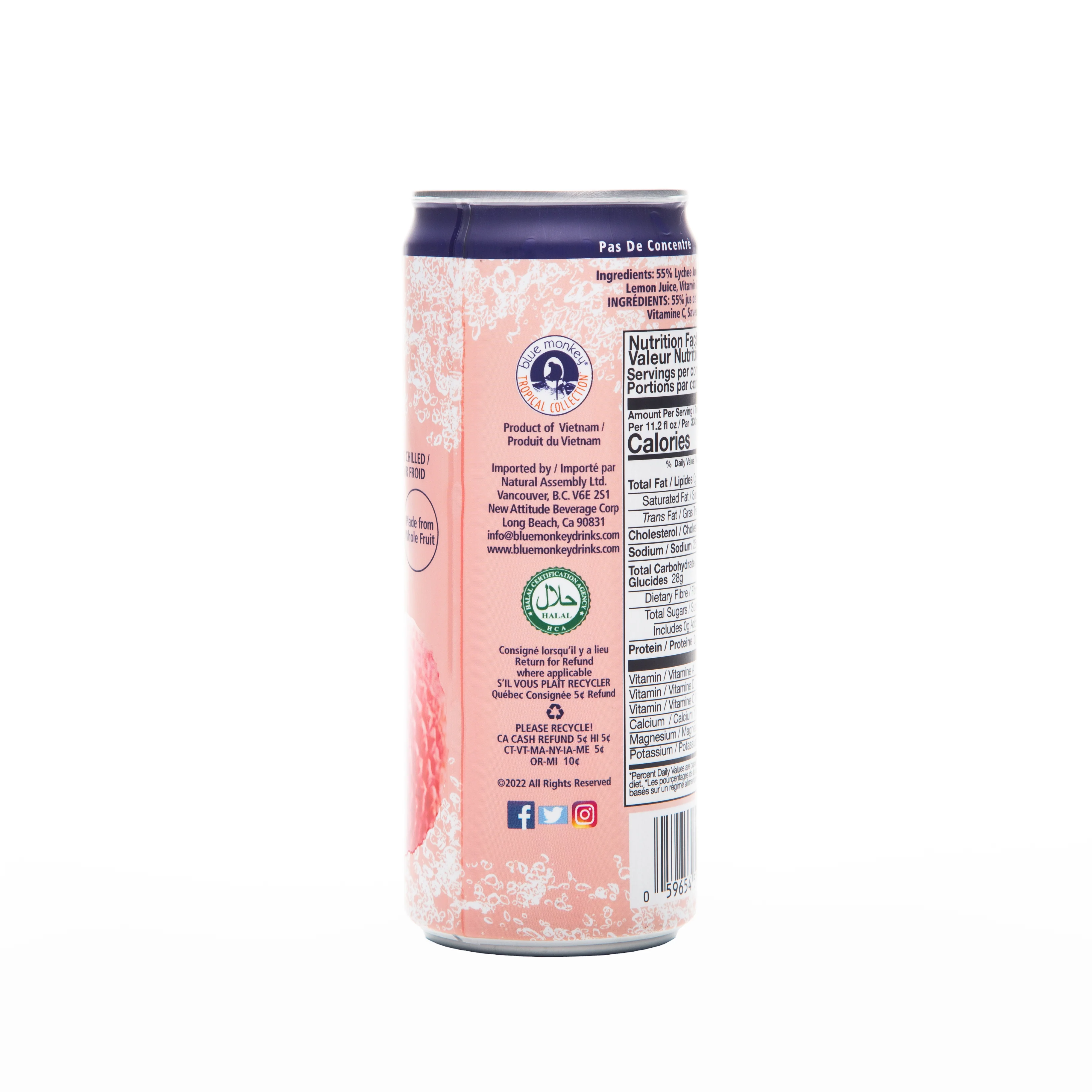 Blue Monkey Sparkling Lychee Juice 330ml - Image 4