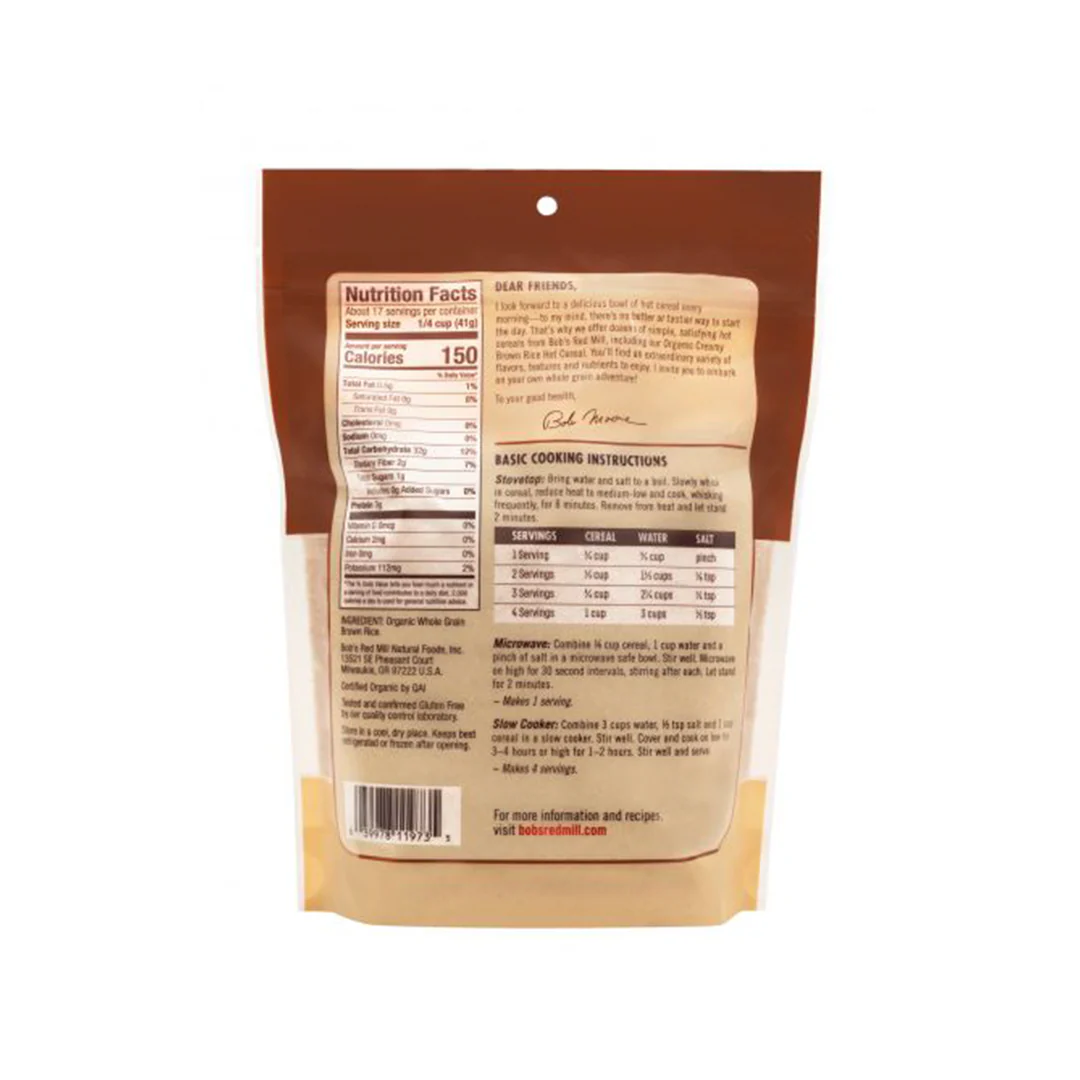 Bob's Red Mill Organic Creamy Brown Rice Hot Cereal 680g - Image 2