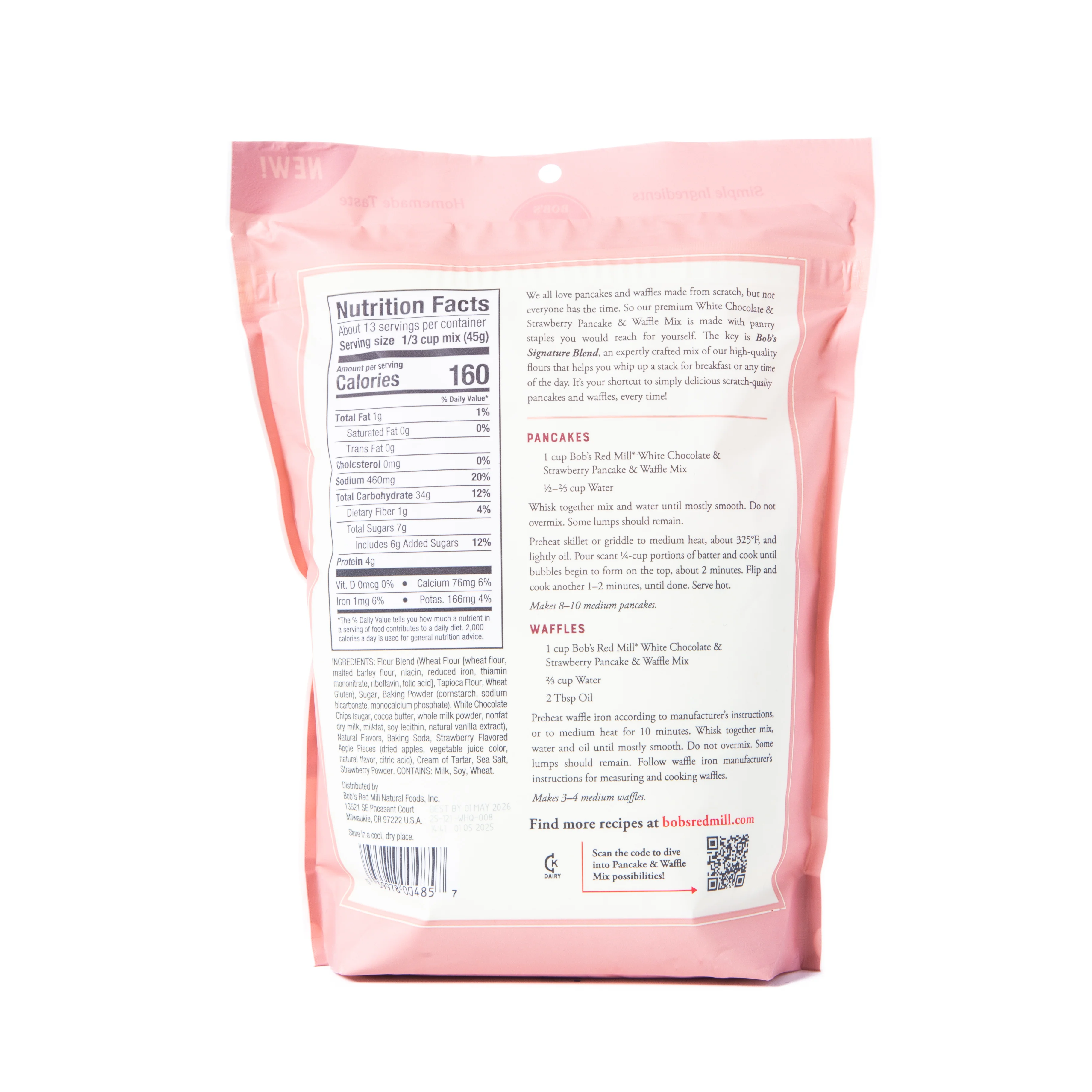 Bob's Red Mill White Chocolate and Strawberry Pancake and Waffle Mix 567g - Image 3