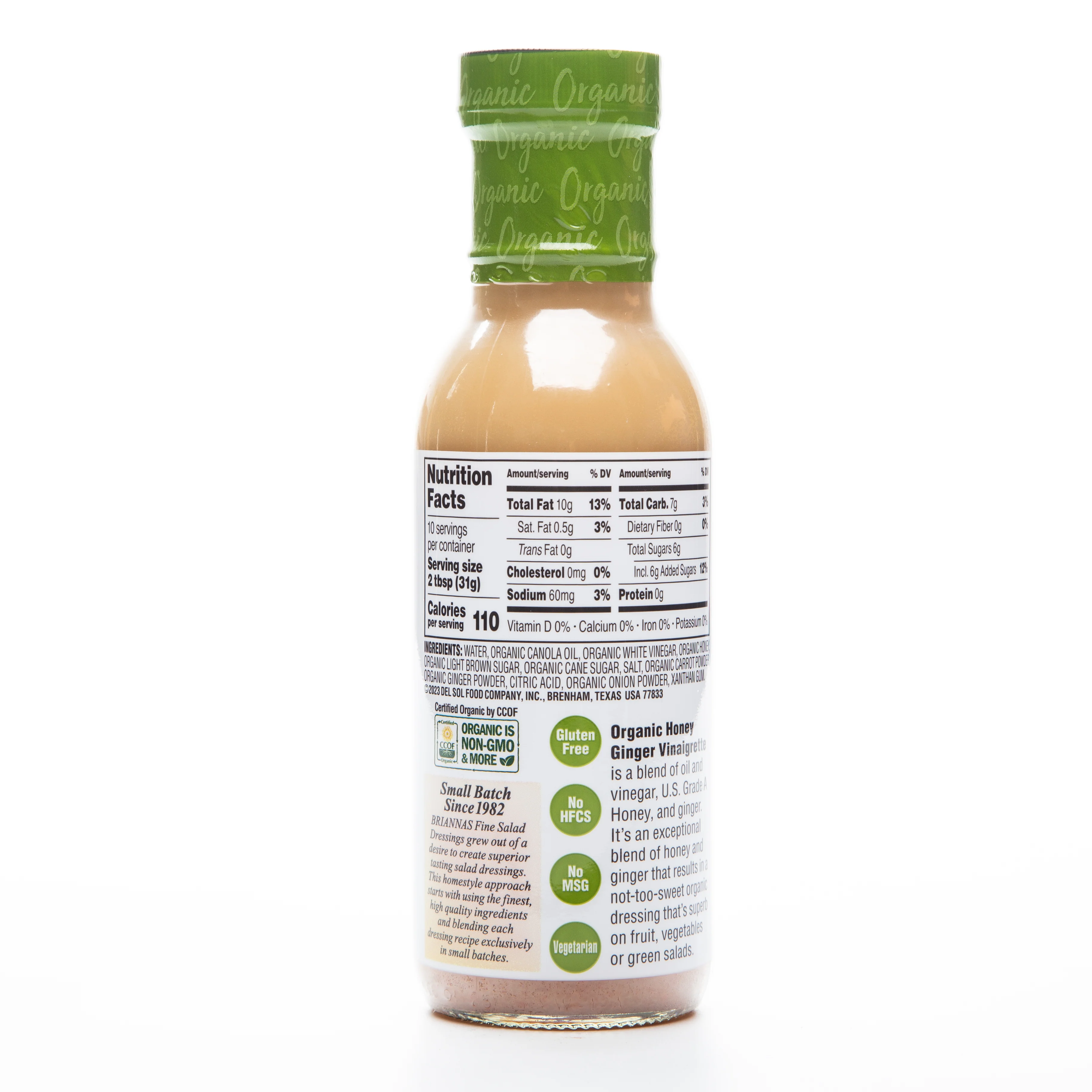 Brianna's Organic Honey Ginger Vinaigrette Dressing 296ml - Image 3