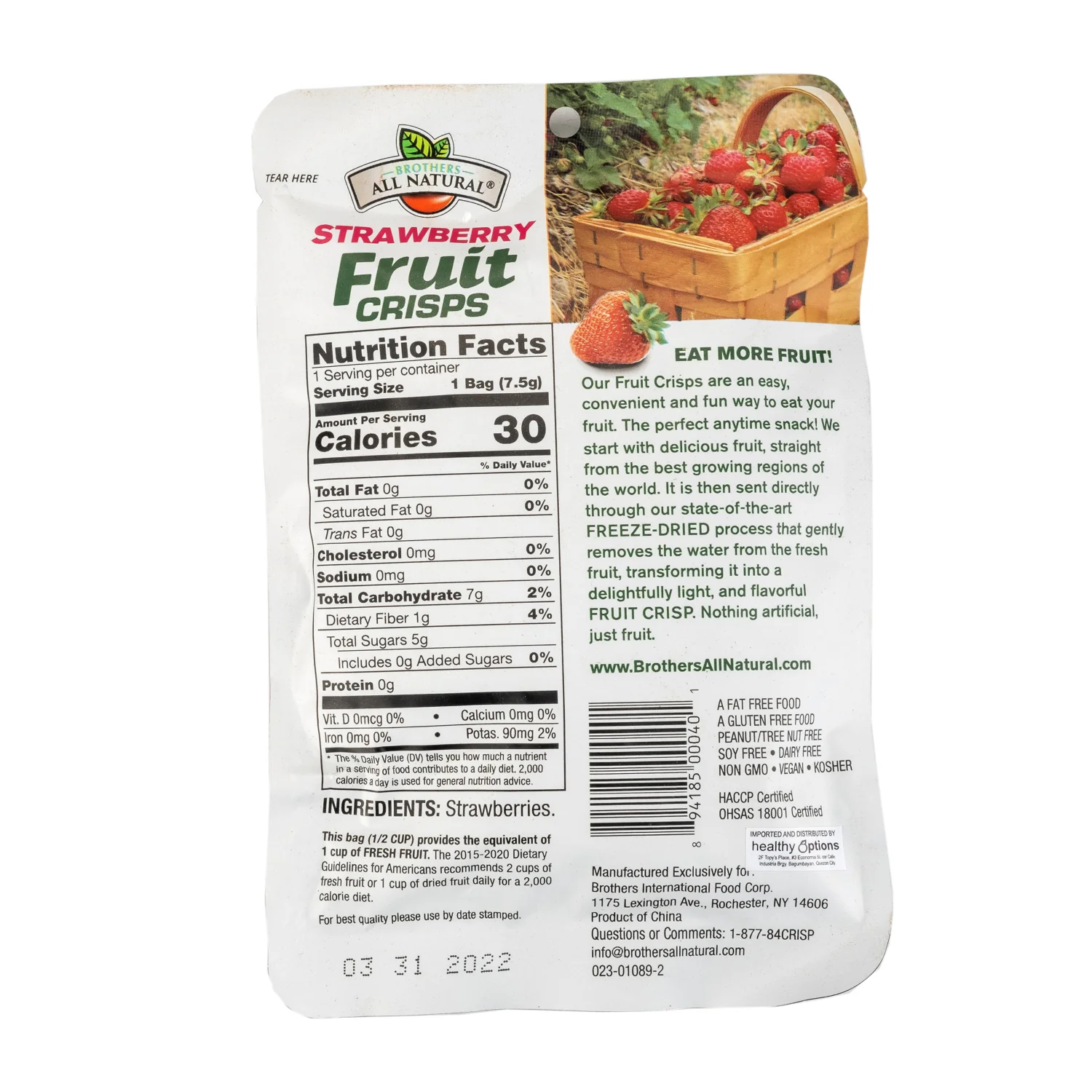 Brothers All Natural Strawberry Fruit Crisps 7.5g - Image 2