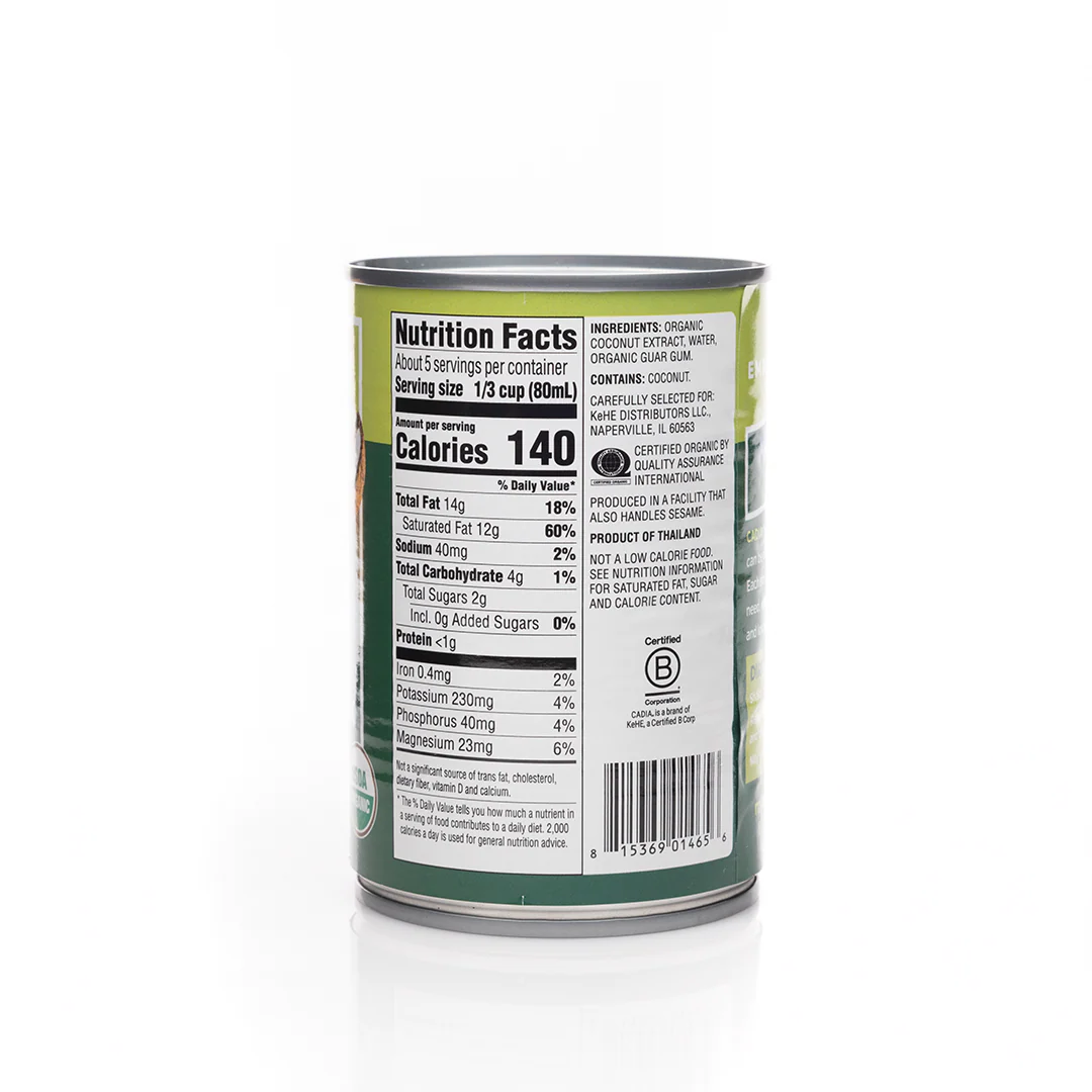 Cadia Organic Coconut Milk Unsweetened 400ml - Image 2