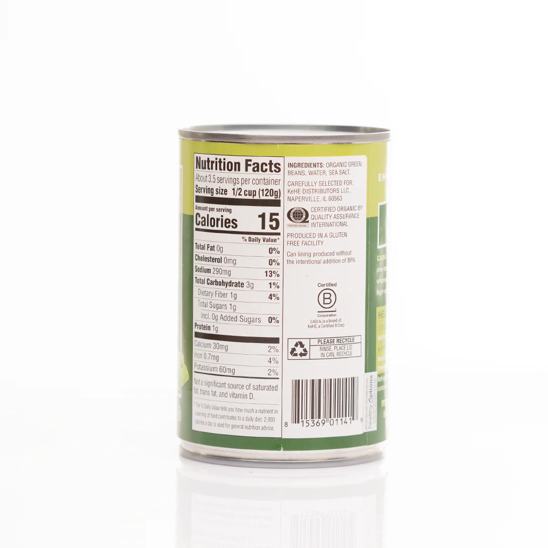 Cadia Organic Cut Green Beans 411g - Image 2