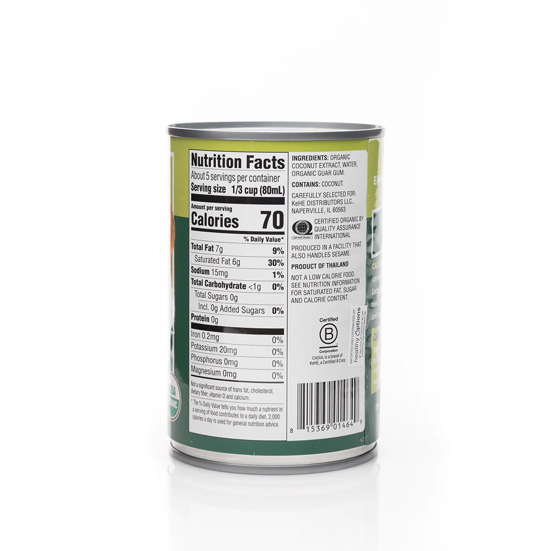 Cadia Organic Light Coconut Milk Unsweetened 400ml - Image 2