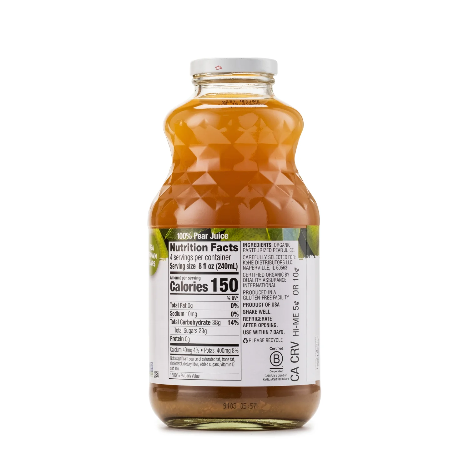 Cadia Organic Pear Juice 946ml - Image 2