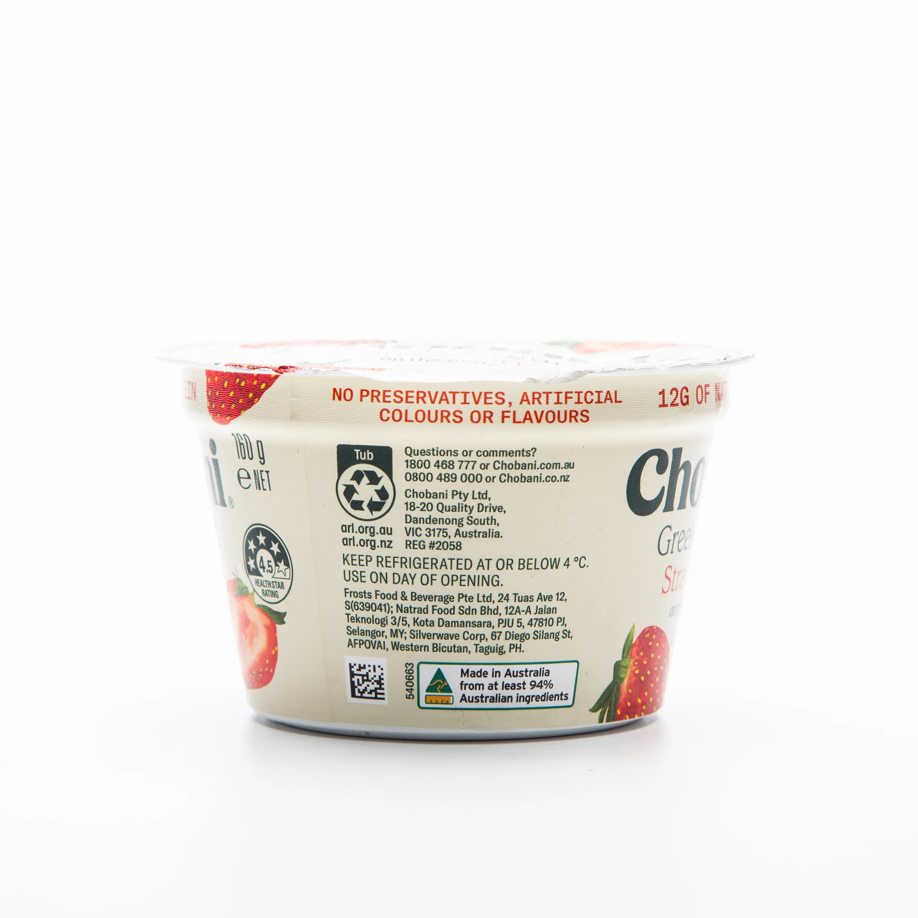 Chobani Strawberry on the Bottom Greek Yogurt 160g - Image 3