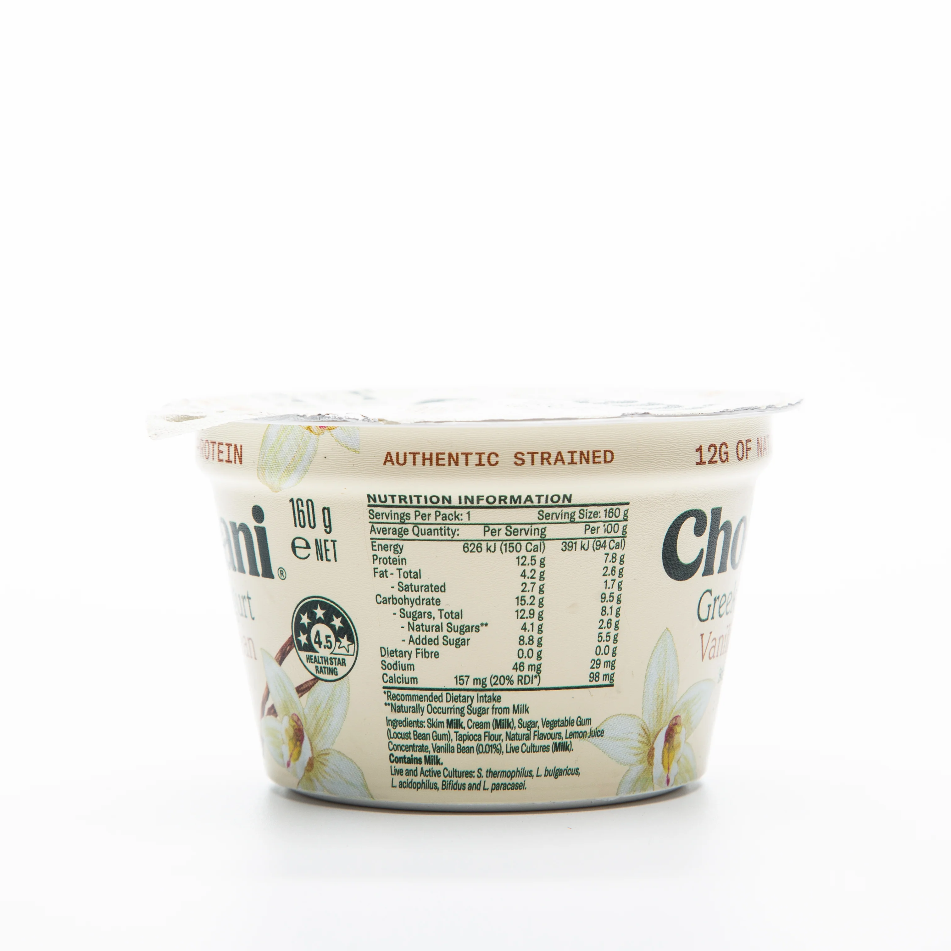 Chobani Vanilla Bean Blended Greek Yogurt 160g - Image 4