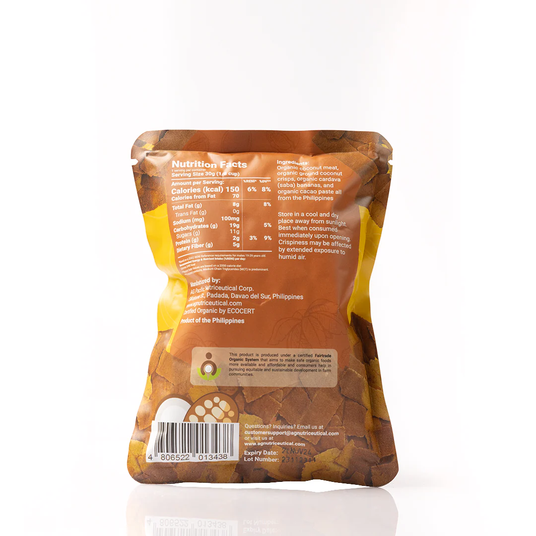 Coco Crisps Organic Baked Coconut Chips Banana Cacao 30g - Image 2