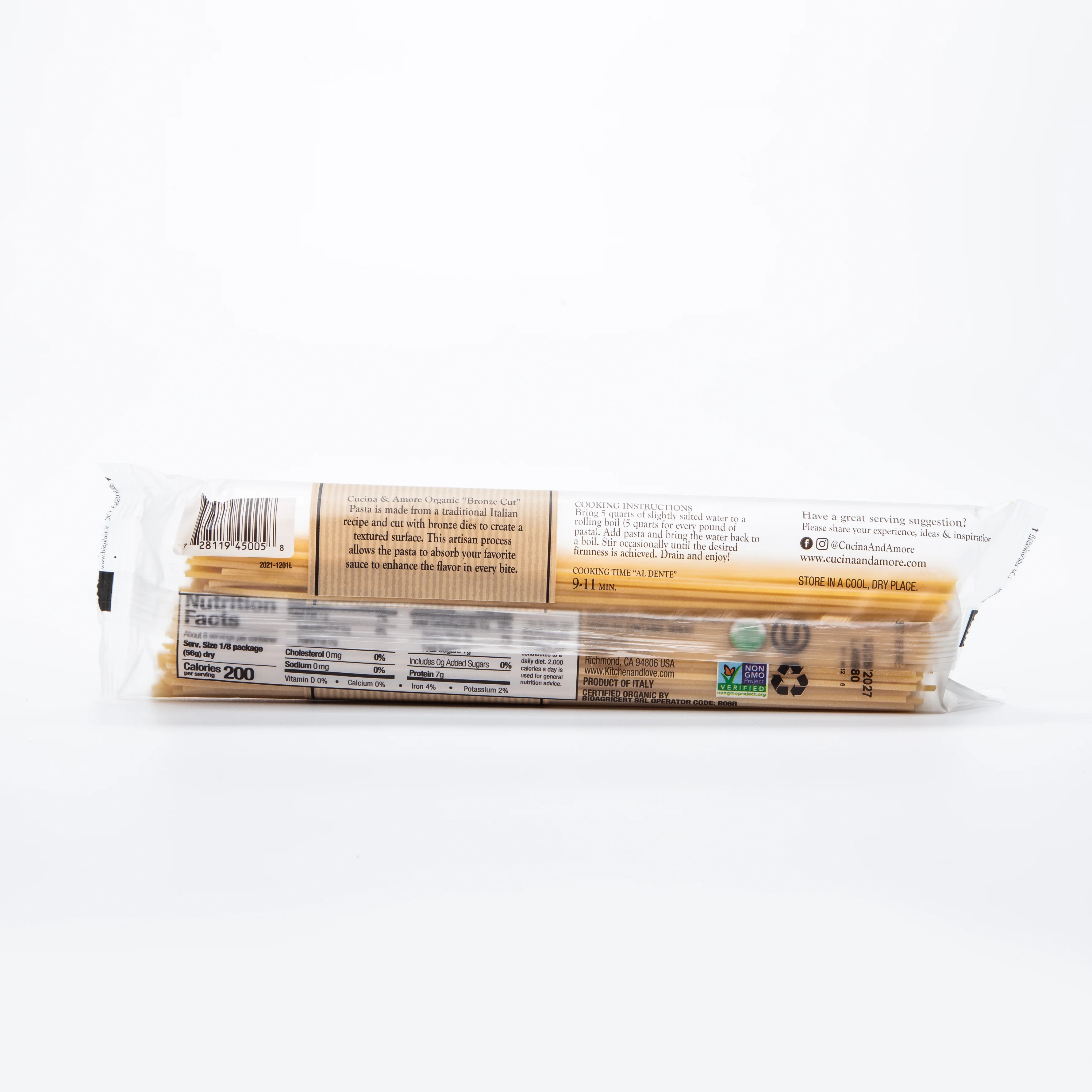 Cucina & Amore Organic Bronze-Cut Spaghetti Pasta 454g - Image 2