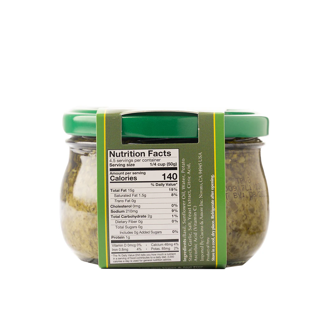 Cucina & Amore Vegan & Nut Free Basil Pesto 225g - Image 2