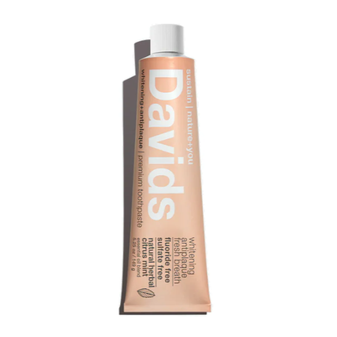 Davids Whitening Antiplaque Herbal Citrus Mint Fluoride Free Toothpaste 149g