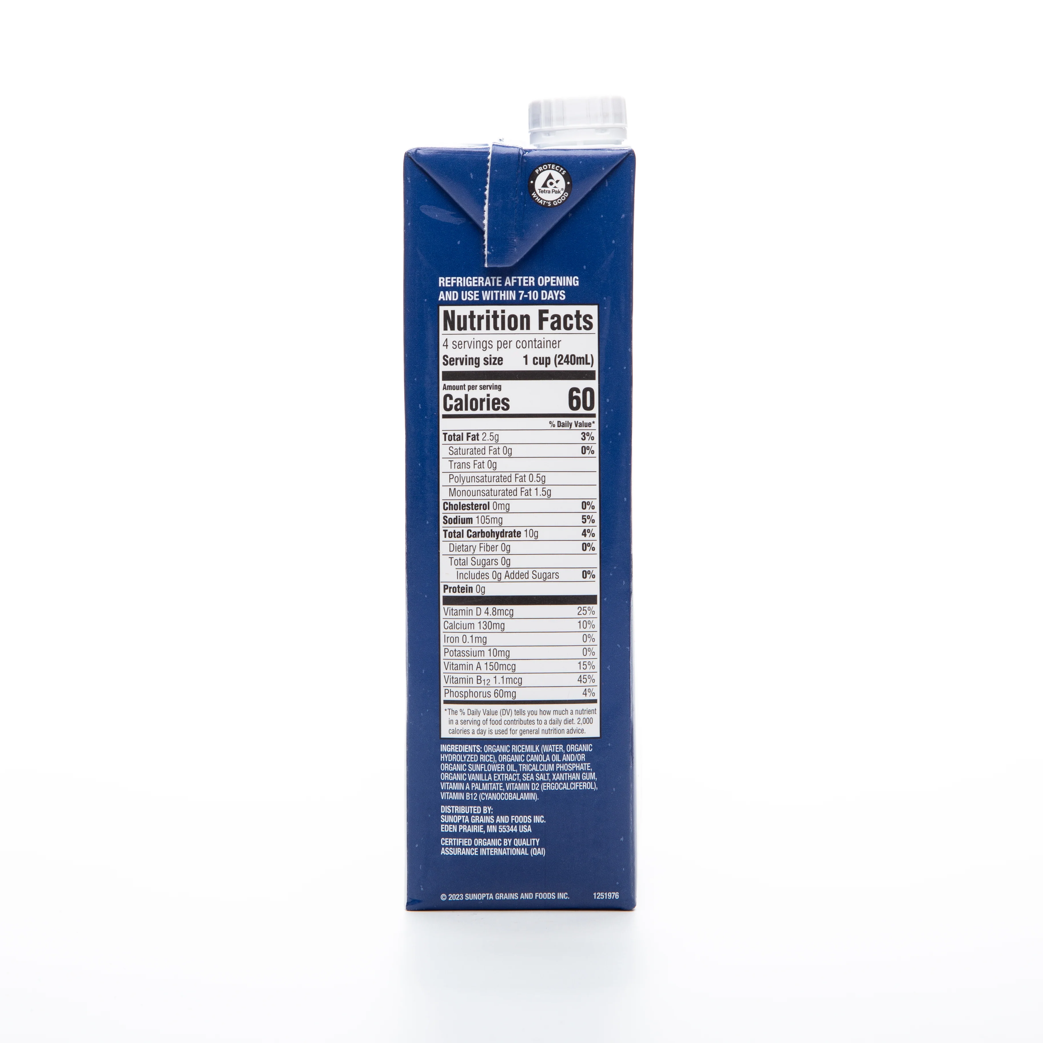 Dream Organic Unsweetened Rice Milk 946ml - Image 4