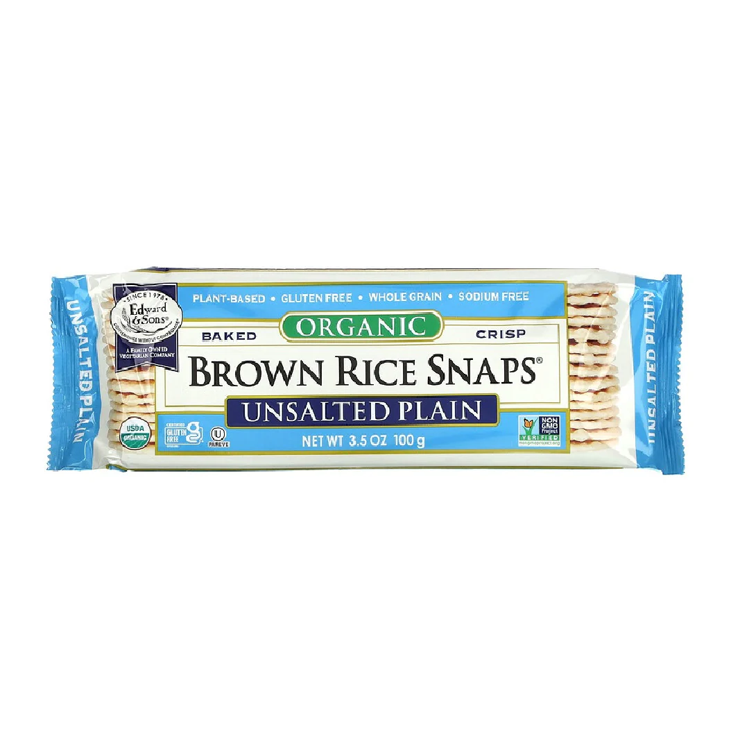 Edward & Sons Gluten-Free Unsalted Plain Brown Rice Snaps 100g