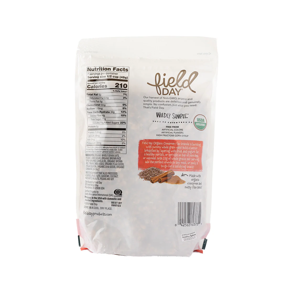 Field Day Organic Cinnamon Flax Granola 340g - Image 2