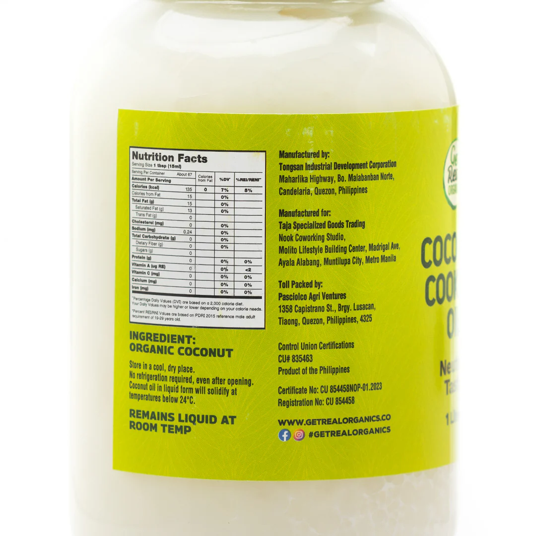 Get Real Organics Coconut Cooking Oil 1000ml - Image 3