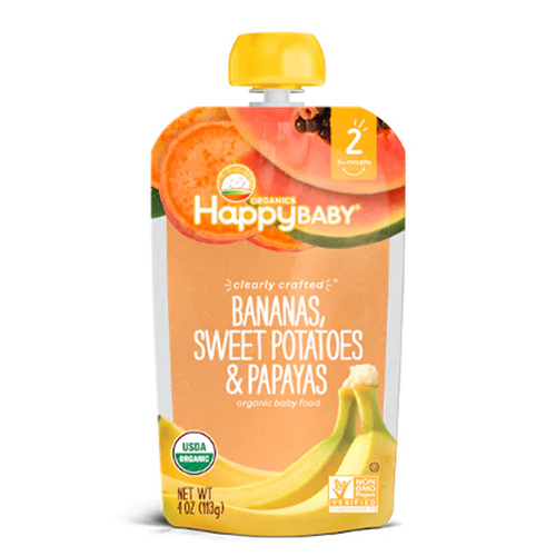 Happy Baby Clearly Crafted Bananas, Sweet Potatoes & Papayas Stage 2 113g