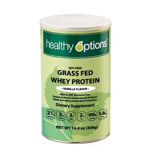 Healthy Options Grass Fed Whey Protein Vanilla Flavor 406 Grams