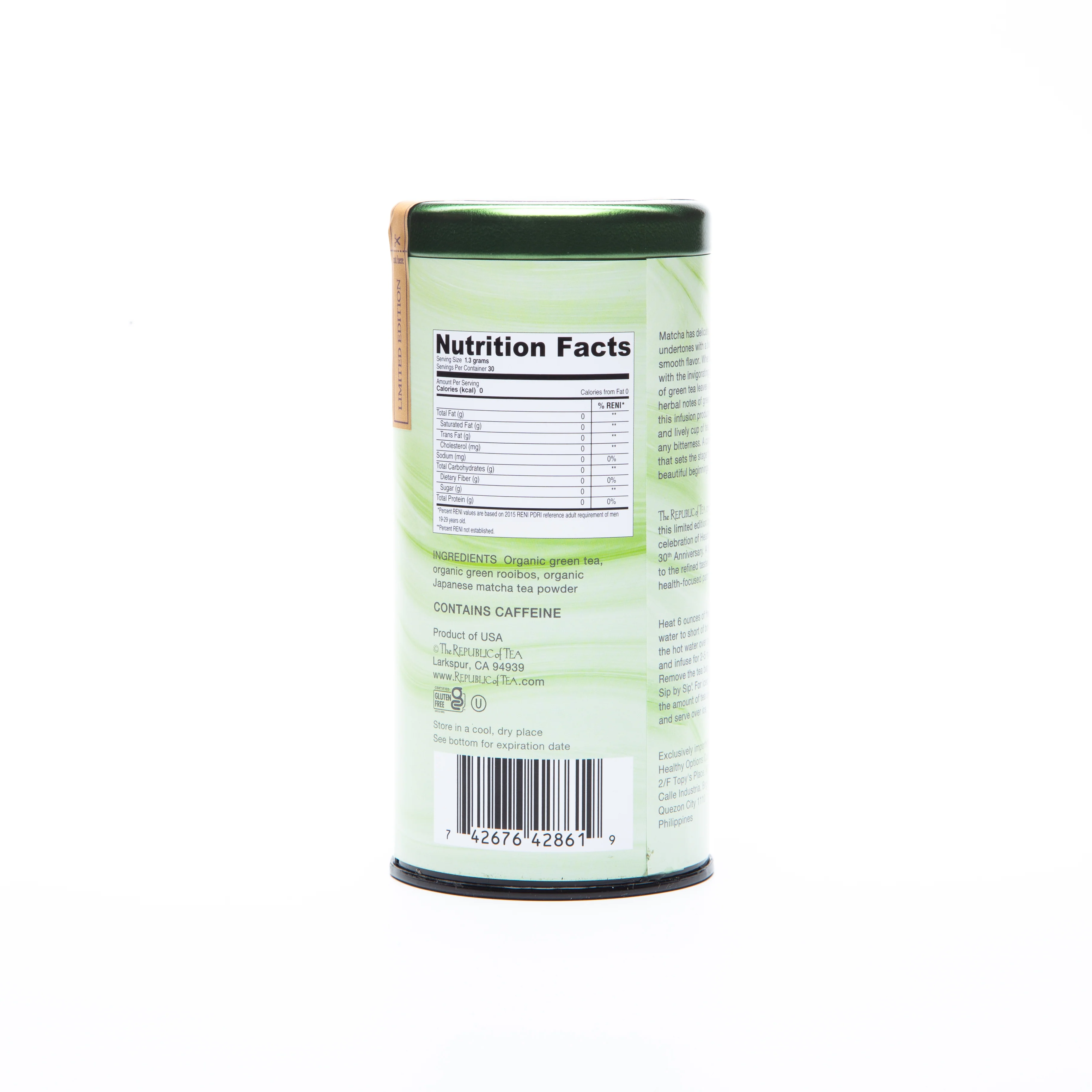 Healthy Options Organic 30th Anniversary Green Tea Matcha 30 Tea Bags - Image 4
