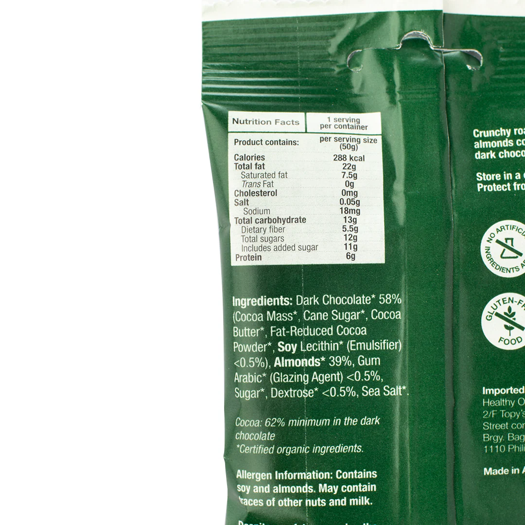 Healthy Options Organic Almonds in Dark Chocolate 50g - Image 2