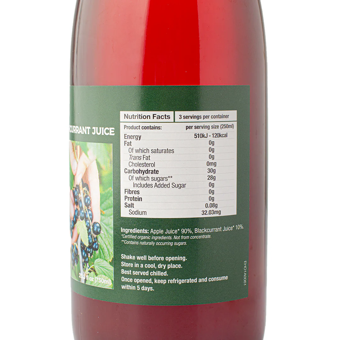 Healthy Options Organic Apple Blackcurrant Juice 750ml - Image 2