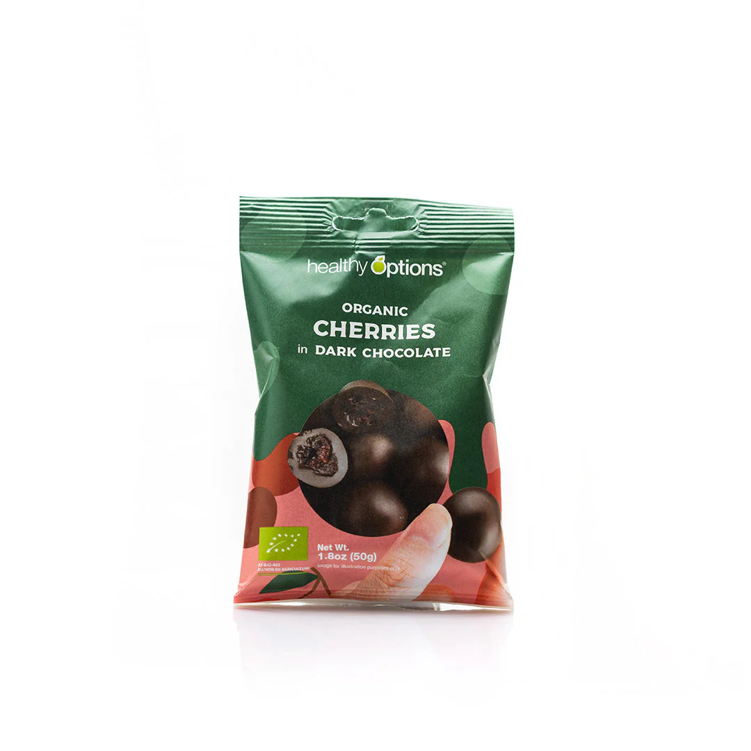 Healthy Options Organic Cherries in Dark Chocolate 50g