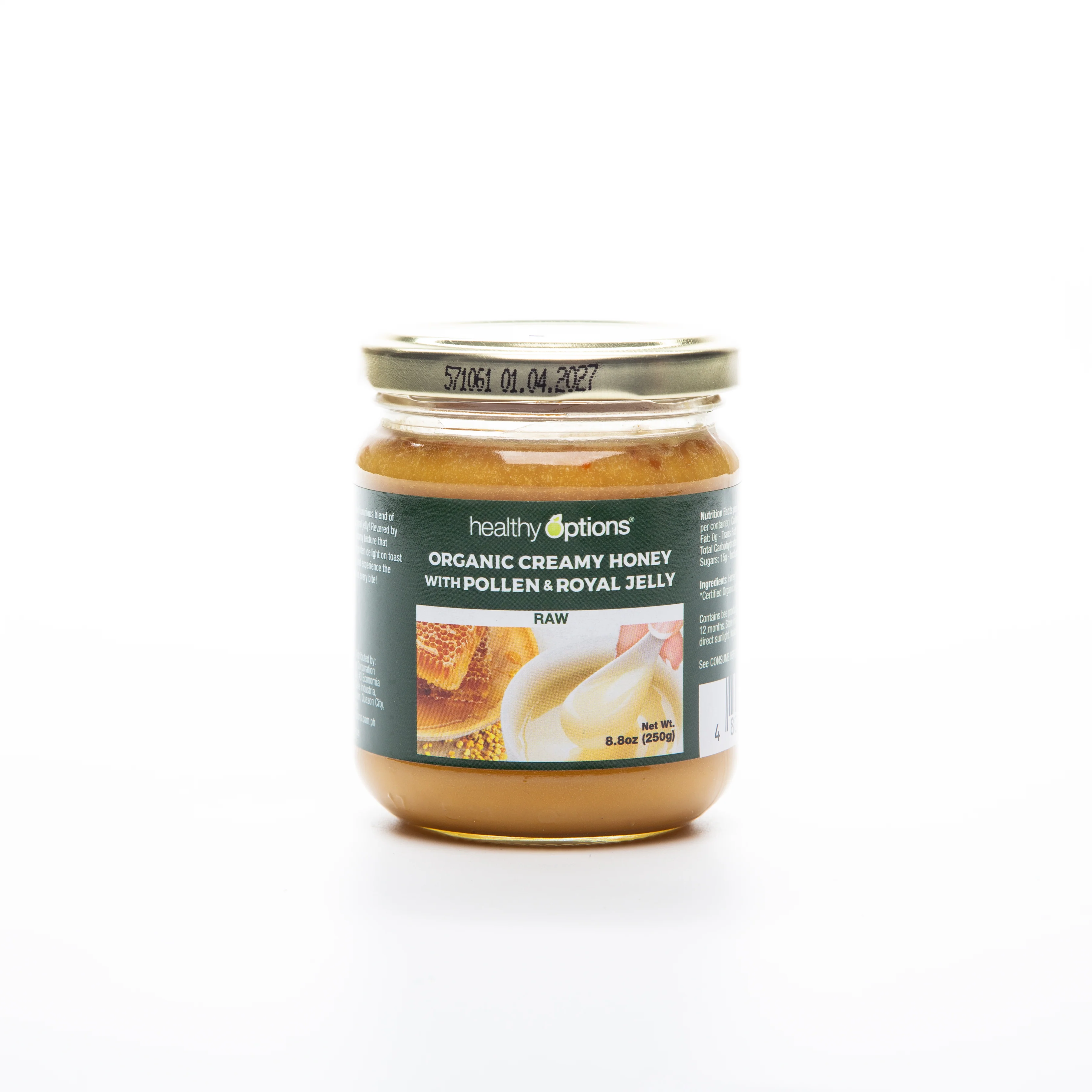 Healthy Options Organic Creamy Honey with Pollen and Royal Jelly 250g