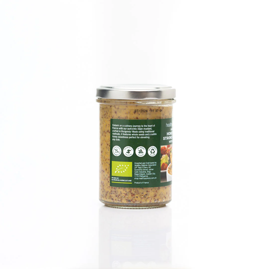 Healthy Options Organic Honey Dijon Strong Mustard with Grains 200g - Image 2