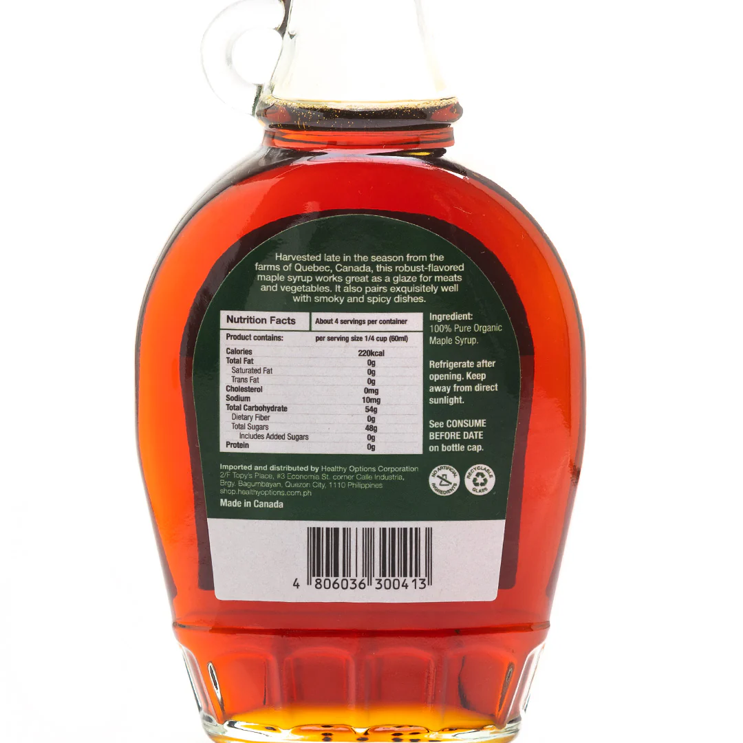 Healthy Options Organic Maple Syrup, Grade A, Dark Color, Robust Taste 250ml - Image 2