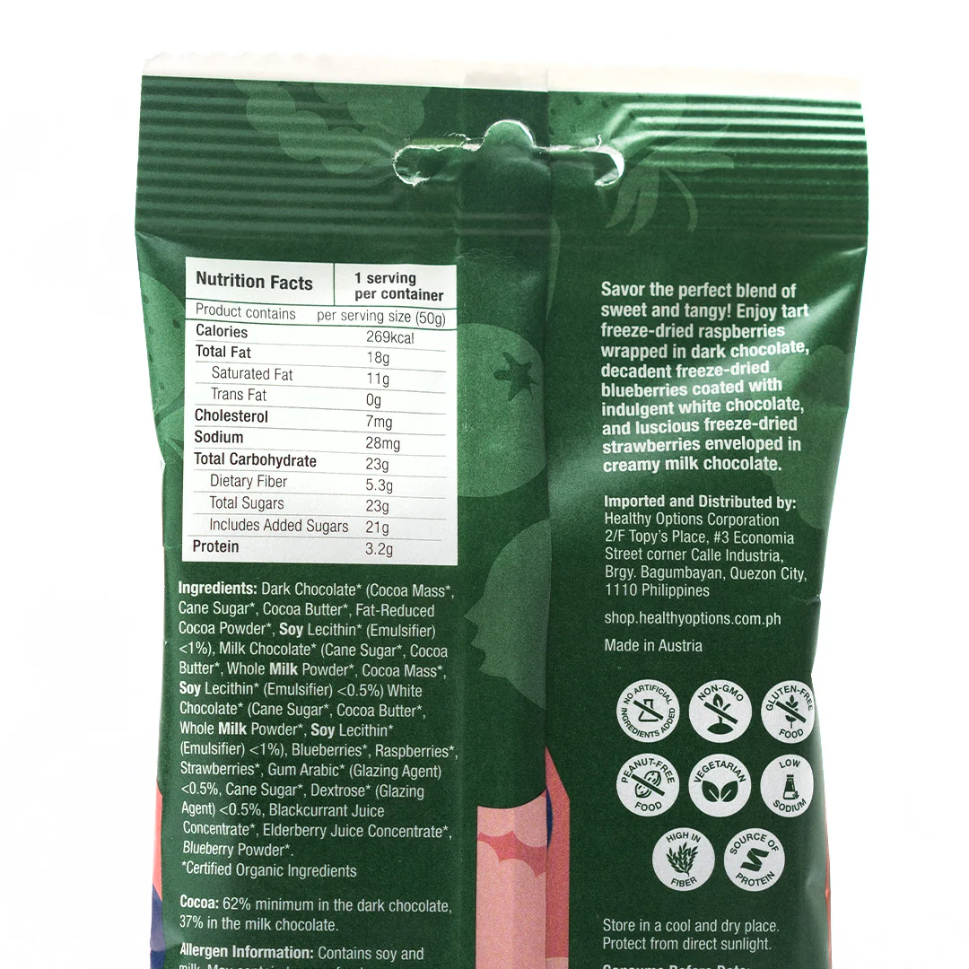 Healthy Options Organic Mixed Berries in Chocolate 50g - Image 2