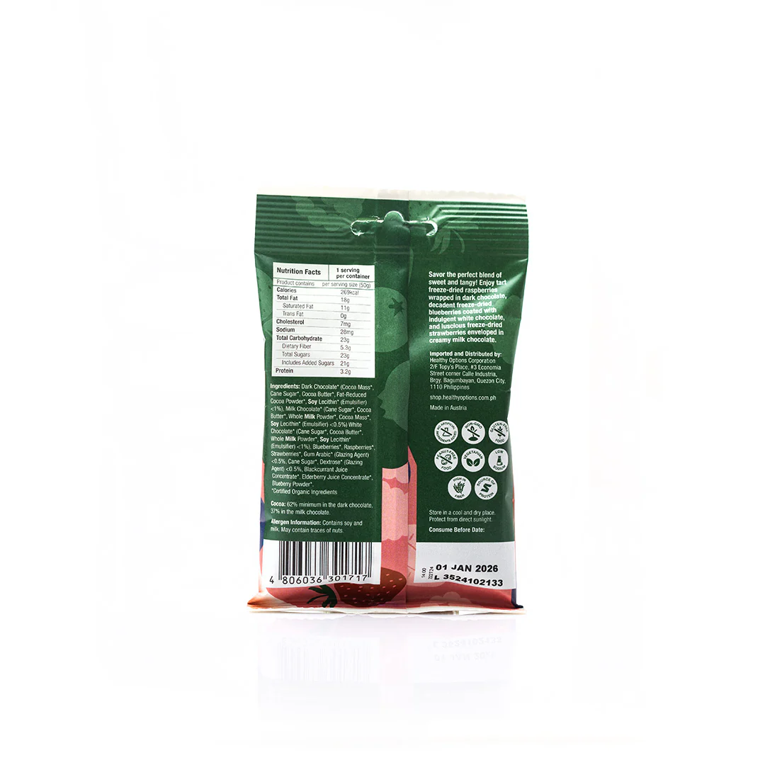 Healthy Options Organic Mixed Berries in Chocolate 50g - Image 3