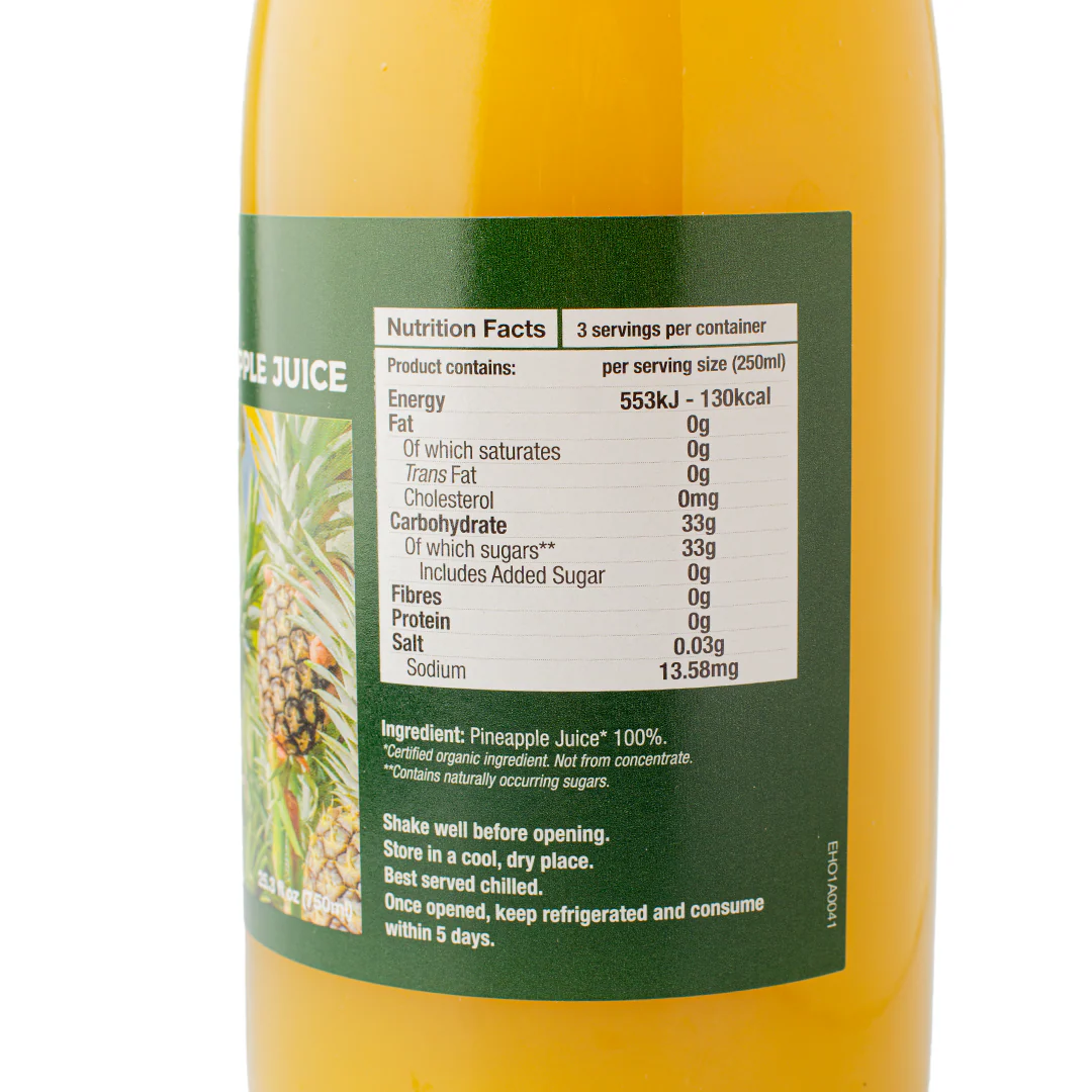 Healthy Options Organic Pineapple Juice 750ml - Image 2