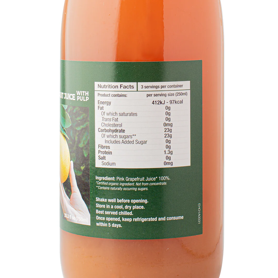 Healthy Options Organic Pure Grapefruit Juice 750ml - Image 2