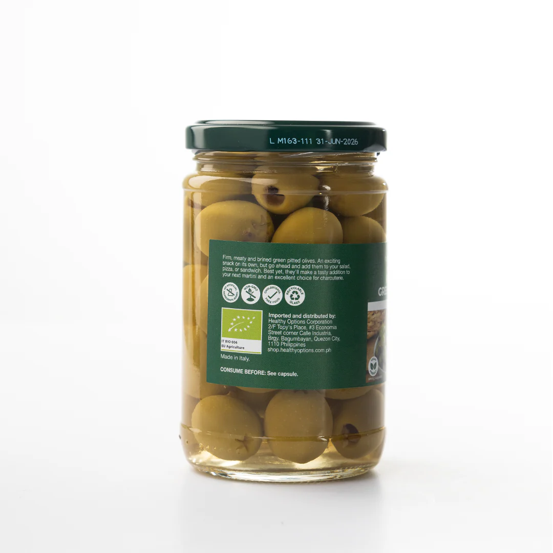Healthy Options Organic Pitted Green Olives in Brine 280g - Image 2