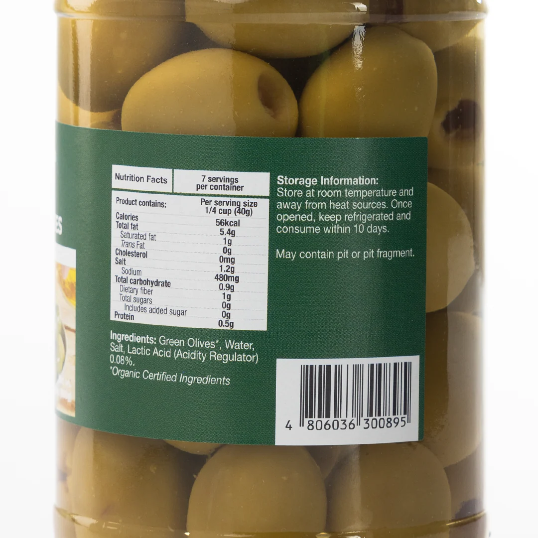 Healthy Options Organic Pitted Green Olives in Brine 280g - Image 3