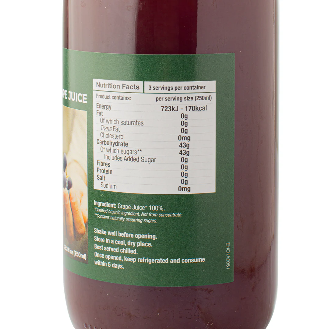 Healthy Options Organic Red Grape Juice 750ml - Image 2