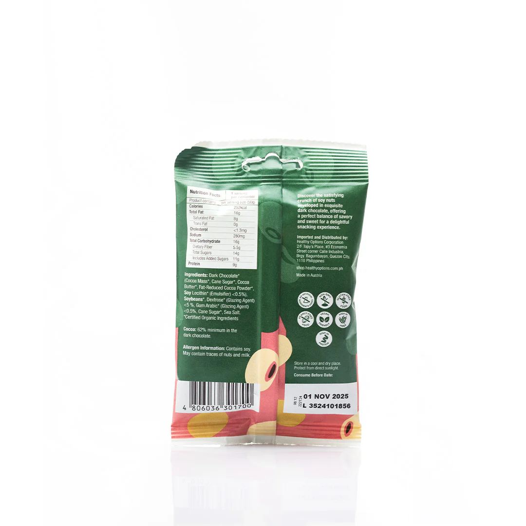 Healthy Options Organic Soybeans in Dark Chocolate 50g - Image 2