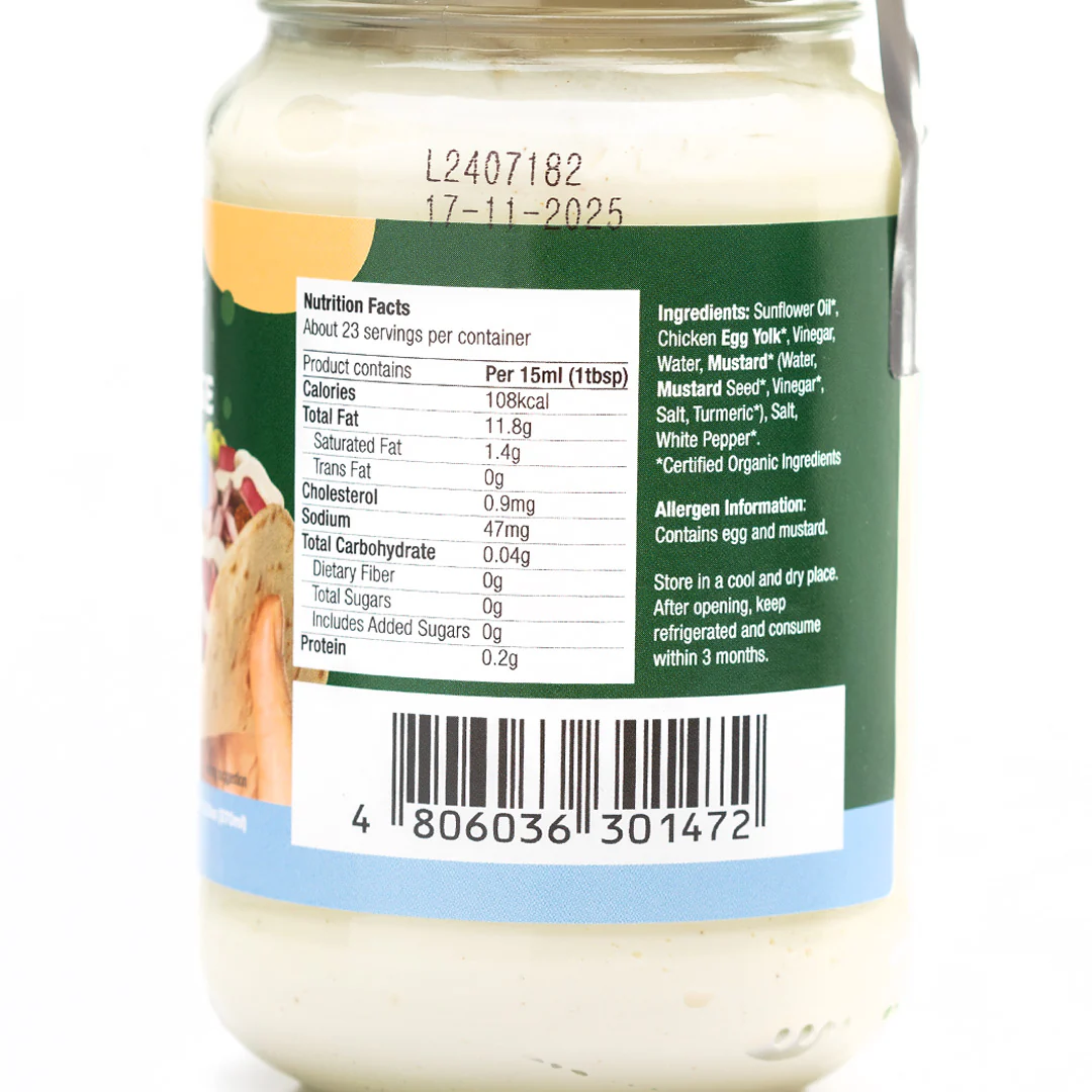 Healthy Options Organic Sugar-Free Mayonnaise 370ml - Image 3