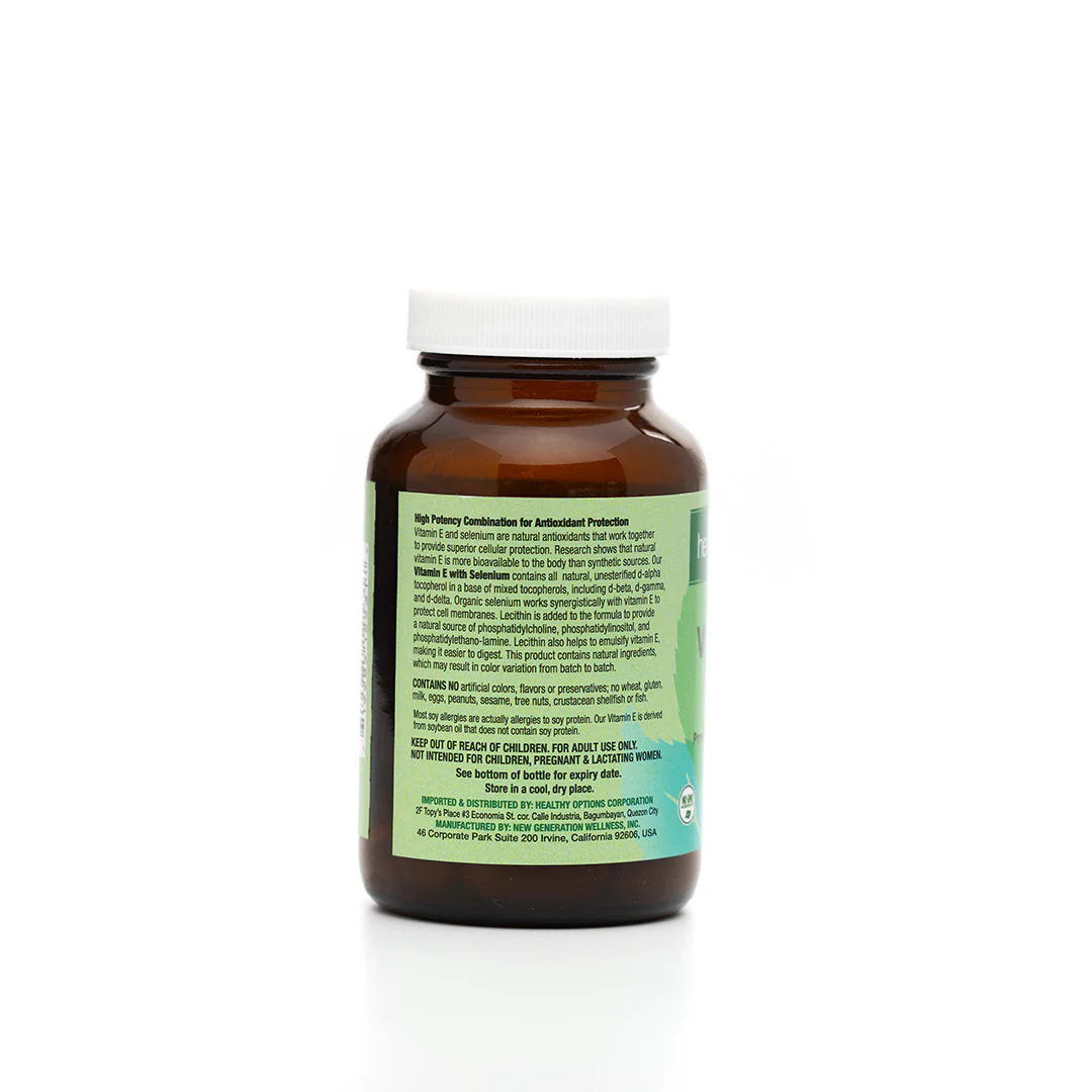 Healthy Options Vitamin E with Selenium 60 Capsules - Image 4