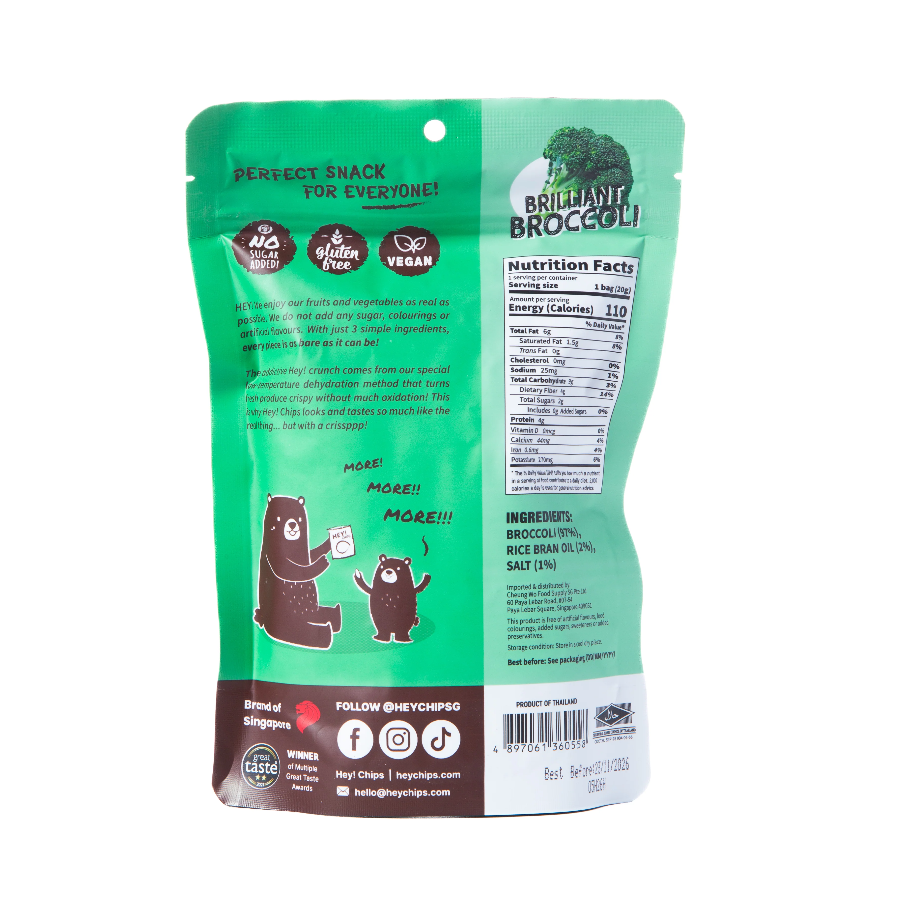 Hey! Chips Broccoli Crisps 20g - Image 3