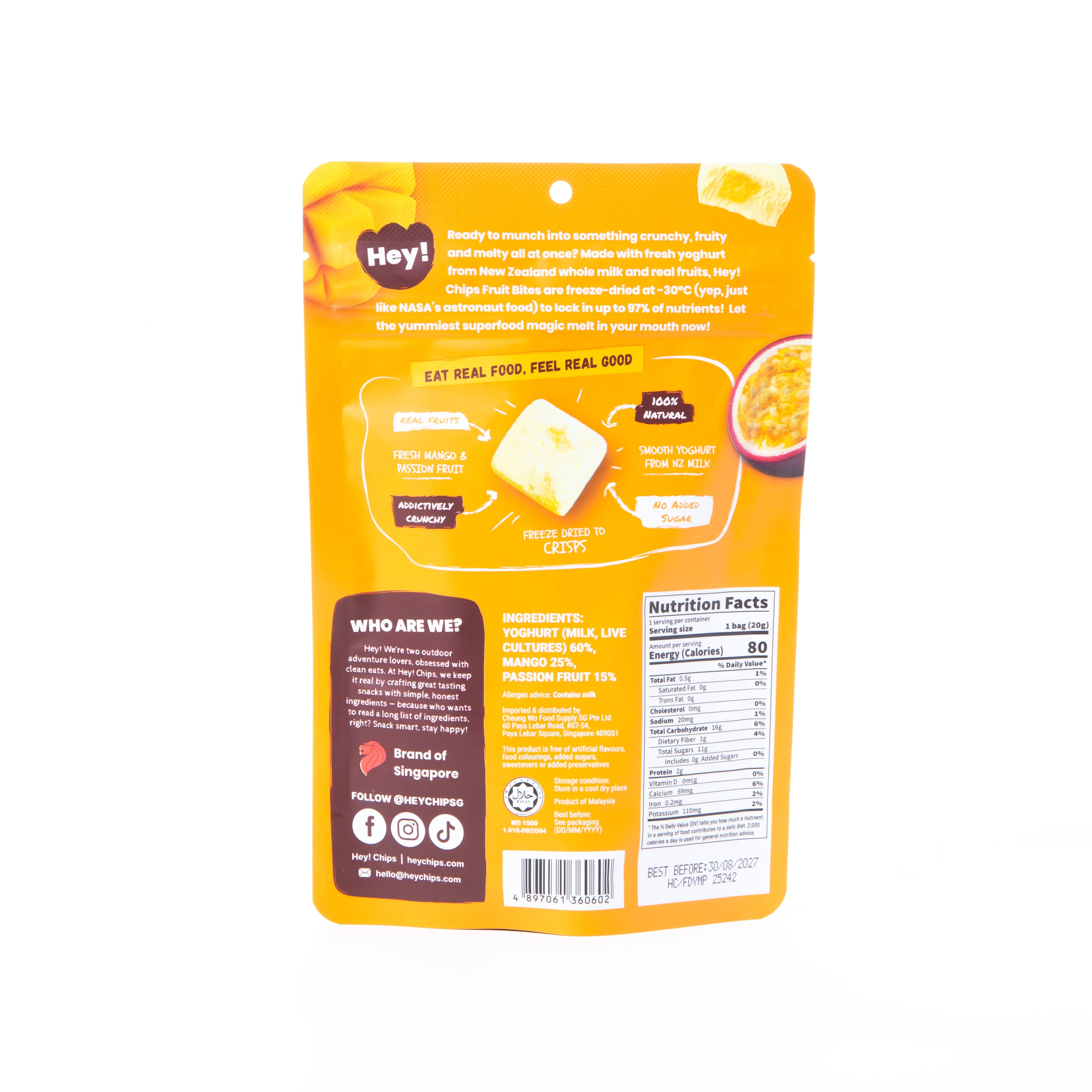 Hey! Chips Freeze-Dried Mango Passion Fruit Bites 20g - Image 2