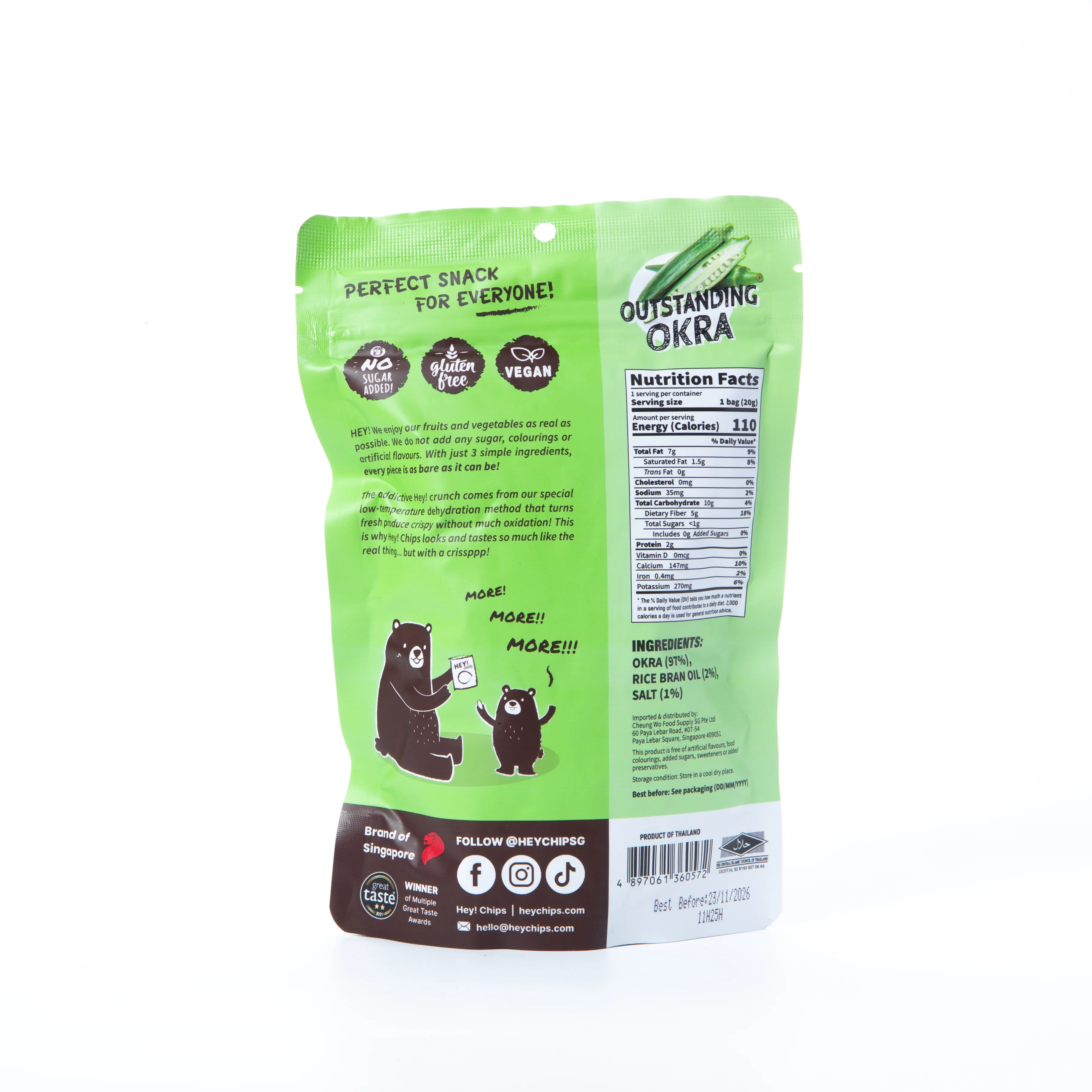 Hey! Chips Okra Crisps 20g - Image 3
