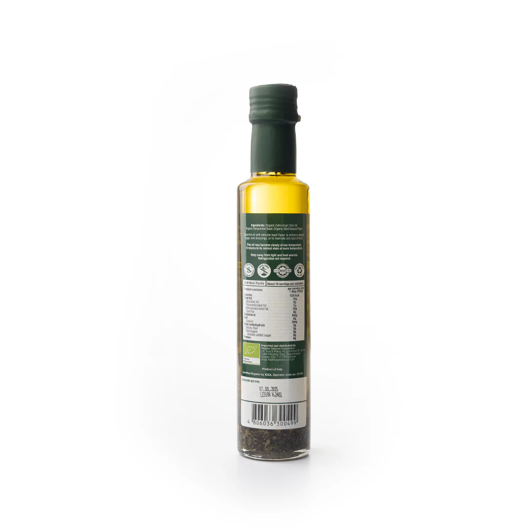 Healthy Options Organic Italian Extra Virgin Olive Oil with Basil 250ml - Image 3