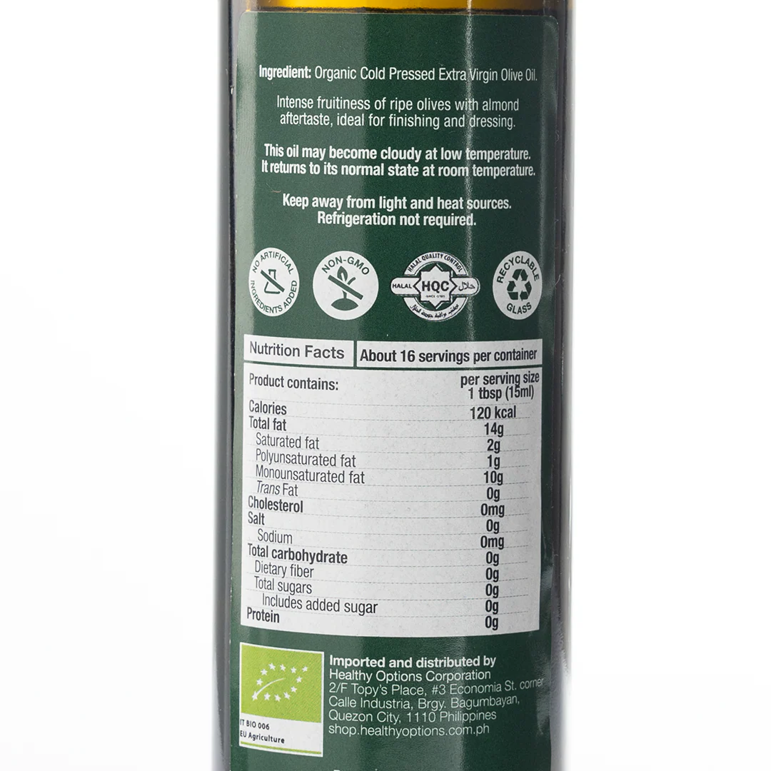 Healthy Options Organic Italian Extra Virgin Olive Oil 250ml - Image 2