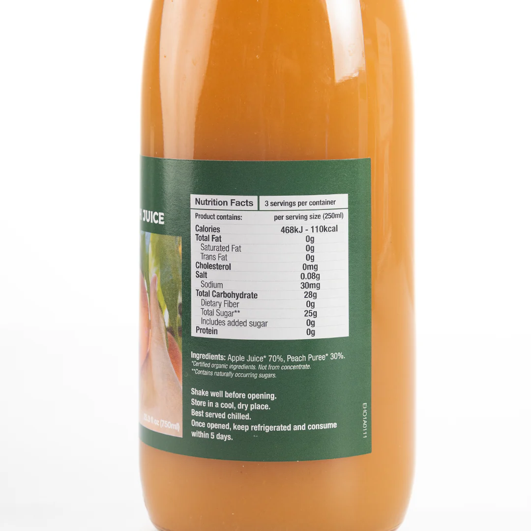 Healthy Options Organic Apple Peach Juice 750ml - Image 2