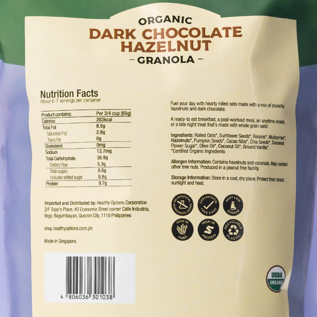 Healthy Options Organic Dark Chocolate Hazelnut Granola 397g - Image 2